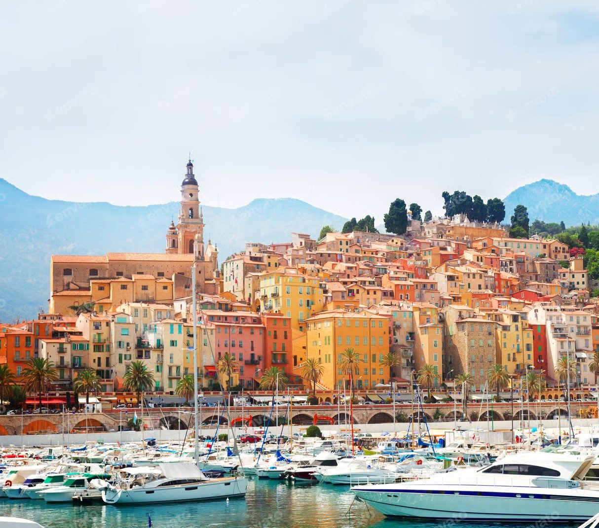 Menton, the old town and the marina seen from above